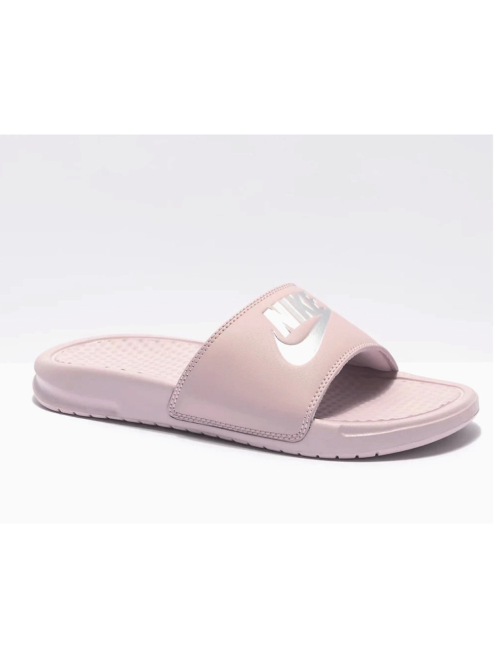 Nike Benassi JDI Pink Laser Silver Slides Slip On Shoes Sandals 6